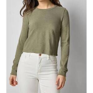 NEW LILLA P long sleeve bias cut crewneck tee in matcha